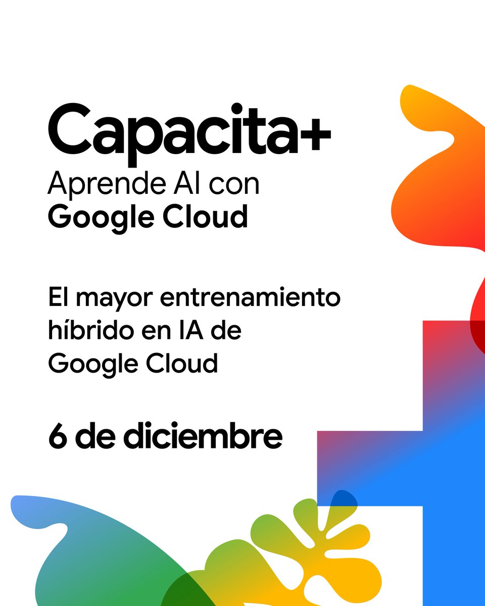 googleespanol's tweet image. 🤯🚨 @GoogleCloud va a entrenar a +200 MIL personas en IA en un solo día.

Es gratis. Es online. Y podrás acceder a la ruta de aprendizaje para obtener la credencial de Líder en IA Generativa.🎖

No te quedes por fuera del mayor entrenamiento de Inteligencia Artificial de…