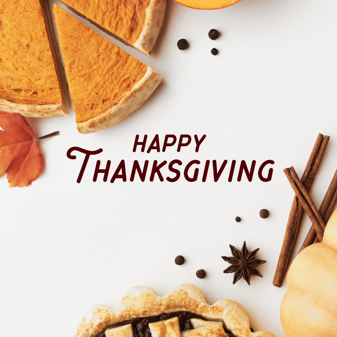 Happy Thanksgiving! We hope you have a wonderful and safe holiday gathering with those you love and cherish. 🥧