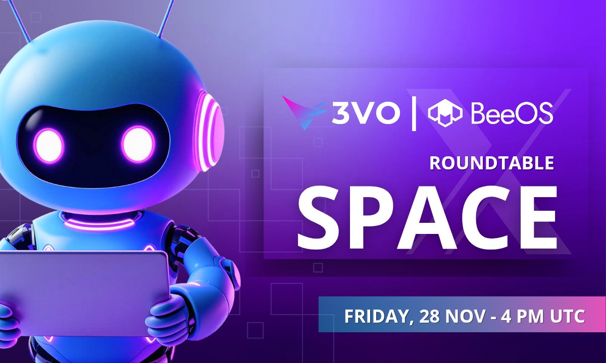 3VO is joining <a href="/beeos_arenavs/">BeeOS</a> for a Roundtable Space this Friday.

Topic: Can On-Chain Culture Outlast Market Cycles?

📅 28 Nov • 🕓 4 PM UTC

🔗 x.com/i/spaces/1ZkKz…

Open discussion — jump in and share your thoughts.