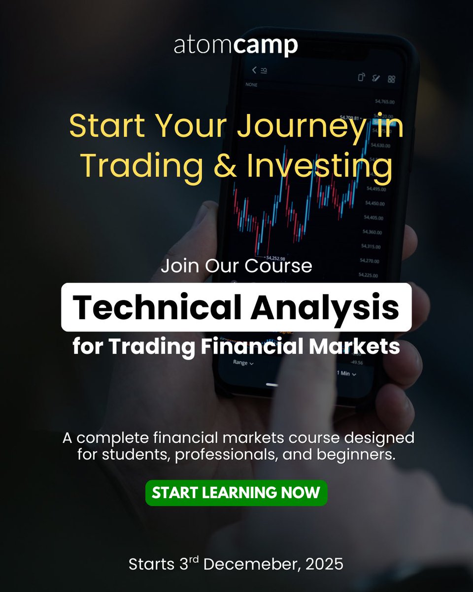 atomcamp's tweet image. Confused about stocks, forex, or crypto?
Want to invest but don&apos;t know where to begin?
Our Financial Markets Course makes everything simple - from the basics to practical investment strategies.

Learn how markets work, avoid beginner mistakes, and start making smarter financial…