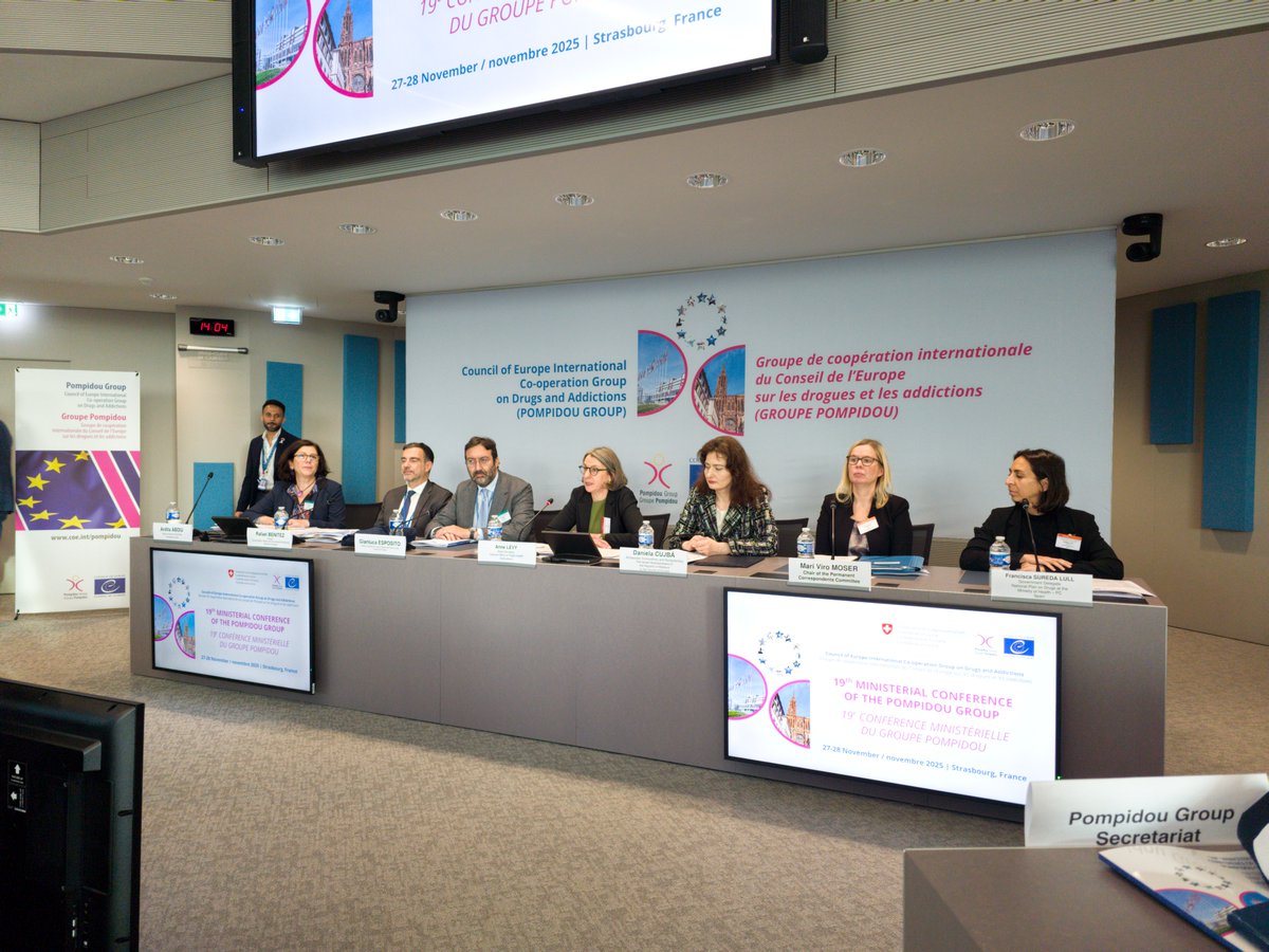 🇨🇭 opens the 19th Ministerial Conference of <a href="/CoE_Health/">Council of Europe Health Protection</a> as acting President. We reaffirm our commitment to addiction policies based on #HumanRights ⚖️ &amp; #PublicHealth 🏥 &amp; cooperation with civil society. Welcome to 🇦🇹&amp; 🇨🇿 as new co-Presidencies, and 🇲🇽 as Vice-President🤝