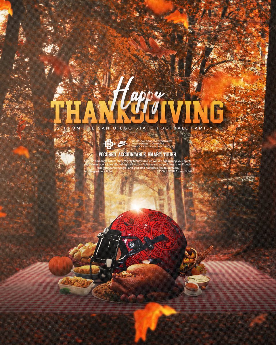 AztecFB's tweet image. So much to be thankful for. Happy Thanksgiving Aztec Nation!

#AztecFAST 🍢 x #BeTheA1pha 🐺 x #TheClimb📈