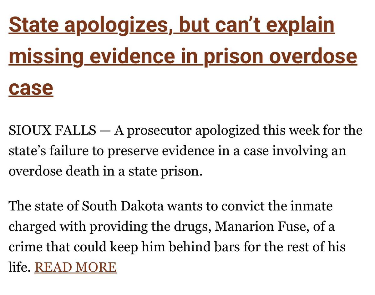 State apologizes, but can’t explain missing evidence in prison overdose case • South Dakota Searchlight

southdakotasearchlight.com/2025/11/26/sta… #SouthDakotaTruth
