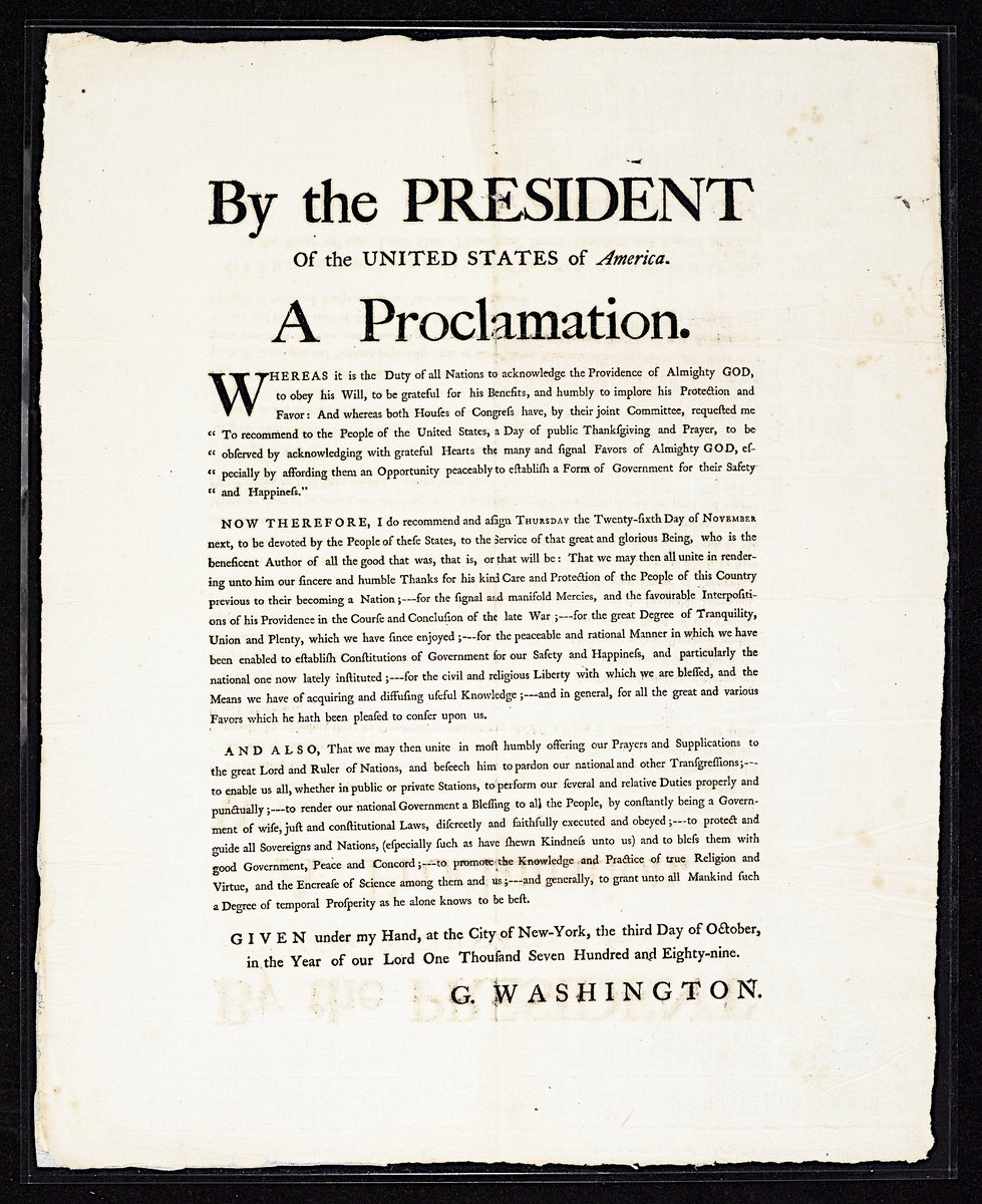 ehcmier's tweet image. George Washington, Oct. 3, 1789, Thanksgiving Day Proclamation.