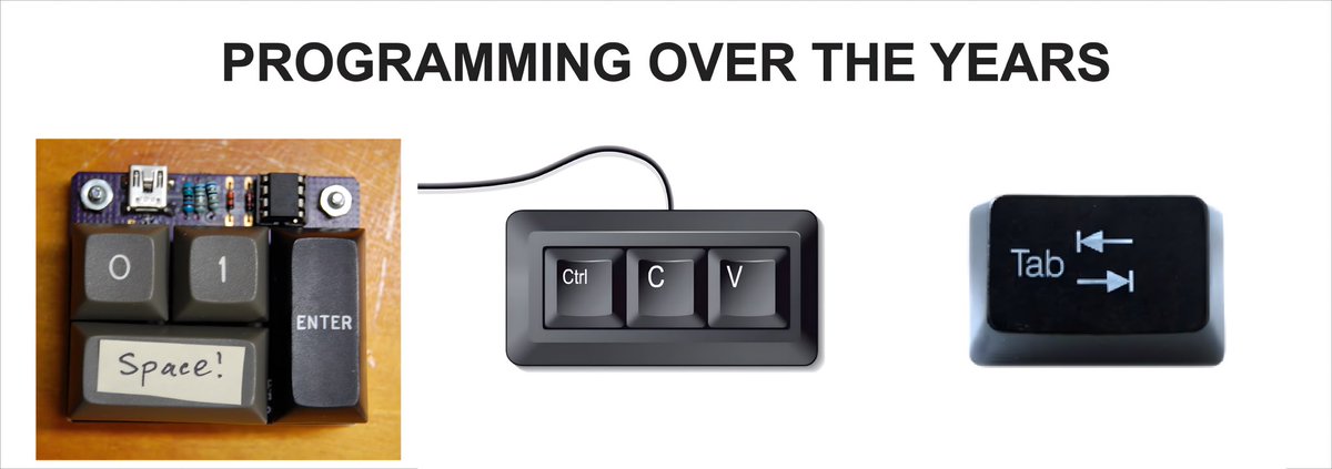 _devJNS's tweet image. the evolution of programmer&apos;s keyboard..