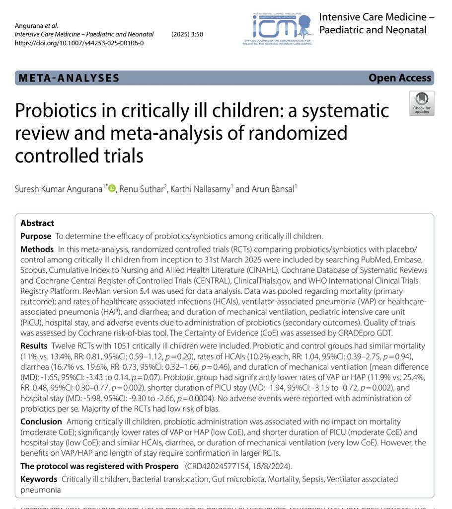 Sureshangurana's tweet image. #Probiotics 
#PICU
@PGIMER 
#metaanalysis