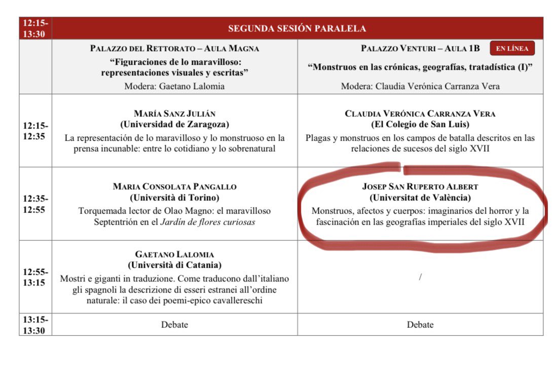 josanru1's tweet image. El 4/12 participaré al Congrés Inter. (Uni. To):Contra la regla y orden natural»: maravillas, monstruos e hibridos en la literatura med. y del Siglo de Oro📚Parlaré de &quot;Monstruos, afectos y cuerpos: imaginarios del horror y la fascinación en las geografías imperiales s. XVII&quot;👀🌏
