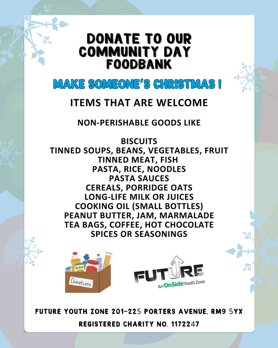 futureyz's tweet image. Winter Wonderland Community Day 🎄❄️ And you&apos;re invited! 💙
📍Future Youth Zone, 6 September 11am - 3pm, FREE ENTRY!

So many fun activities for you and the whole family
🌟INDOOR MARKET
🌟FESTIVE LUNCH
🌟LIVE PERFORMANCES
🌟FOOD DONATIONS COLLECTIONS
