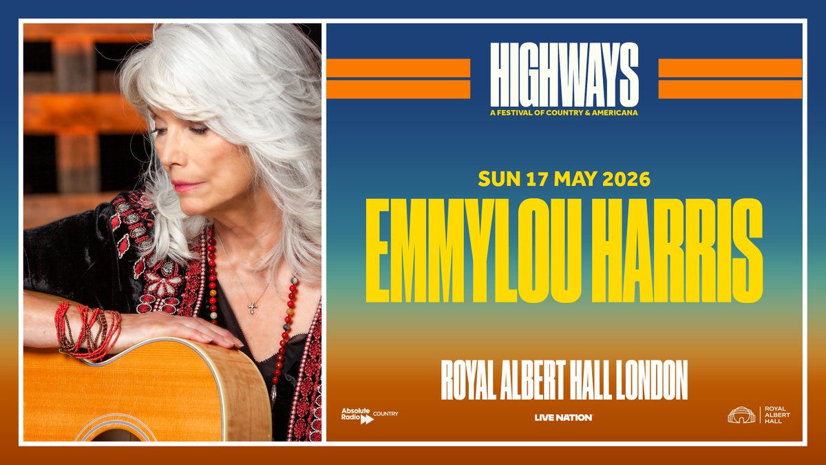 HighwaysFest's tweet image. Country Music Hall of Fame inductee @EmmylouSongbird will take to the Highways stage at @RoyalAlbertHall in May for a grand farewell, joined by Mr Americana himself @jimlauderdale 🧡

Secure your tickets tomorrow, Friday 28th November at 10am 👉 ow.ly/xHlh50XxuBv