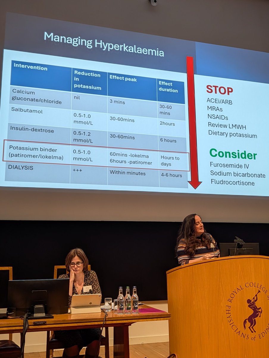 Reminder about mainstays of hyperkalaemia management in AKI by Lynne Sykes #rcpeStAs25.

Potassium binders like Lokelma one of the recent exciting advances that has changed front door AIM!