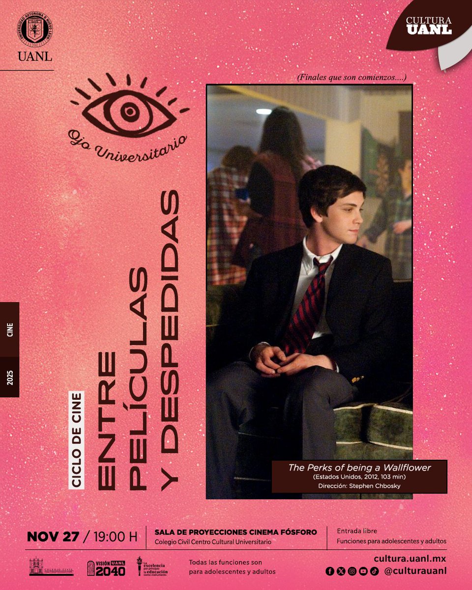 Hoy Ojo Universitario finaliza el ciclo "Entre películas y despedidas".
Función a las 19:00 horas. Entrada libre.