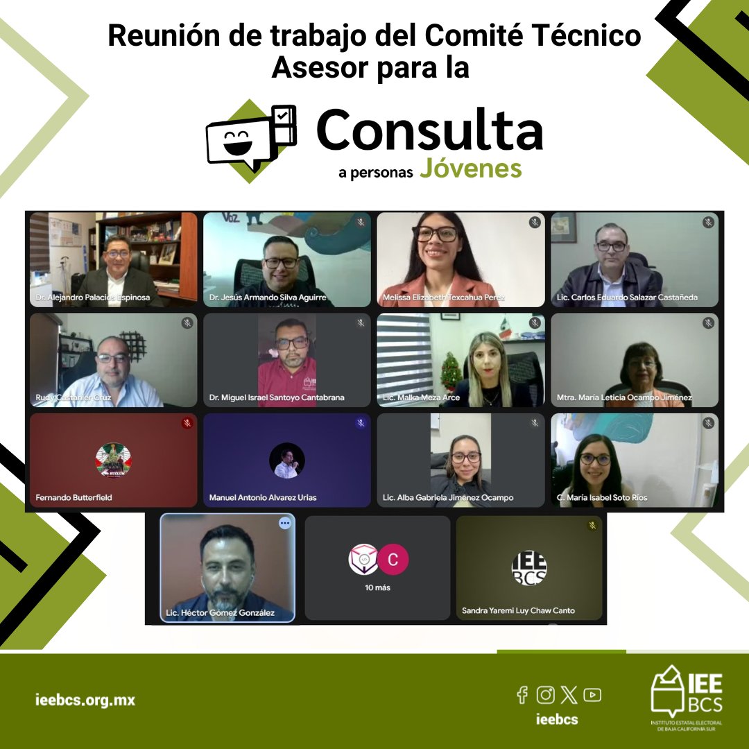 ieebcs's tweet image. 🟢Reunión de trabajo del Comité Técnico Asesor para la Consulta a Personas Jóvenes | 📅 27-11-2025.

✅ Temas tratados:
⚫️Informe sobre el avance de la realización de foros informativos y consultivos de la Consulta Previa, Libre, Accesible e Informada, dirigida a personas Jóvenes