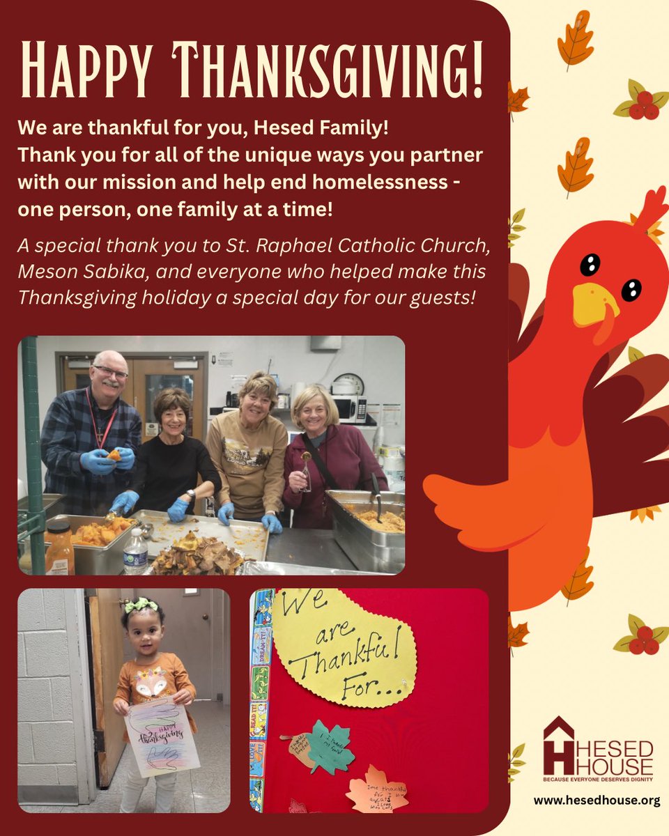 Hesed House is thankful for our Hesed Family and the support you provide every day! Thank you for helping care for our neighbors in need!