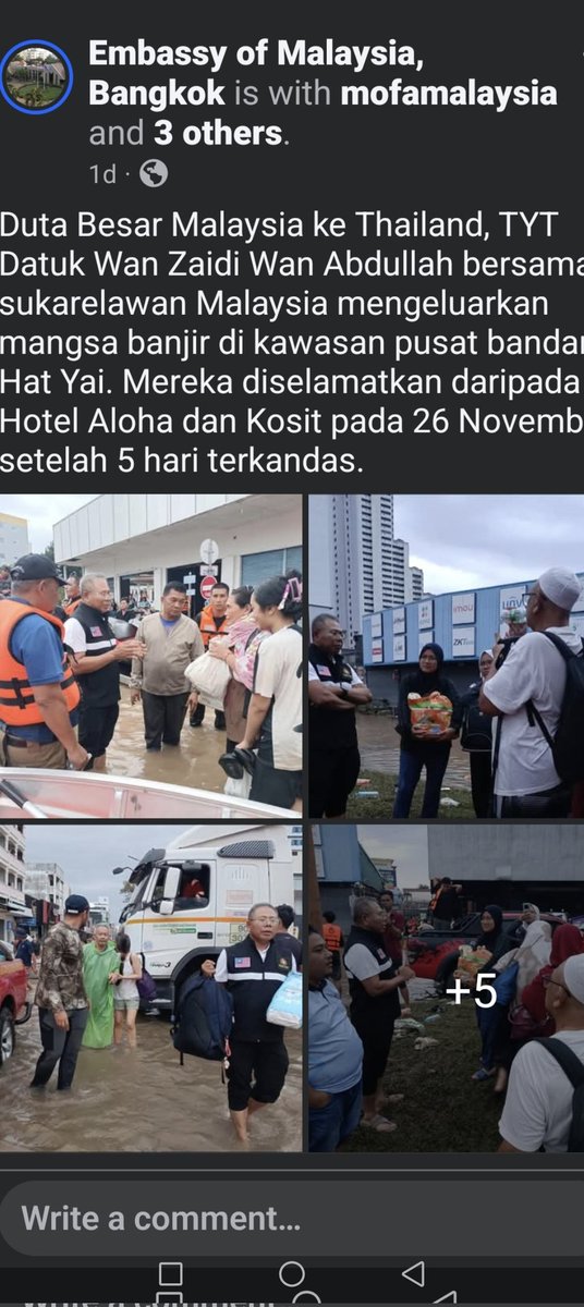 TOKMATCOMMS's tweet image. Alhamdulillah, usaha berterusan menyelamatkan rakyat Malaysia yang terkandas di Selatan Thai oleh Duta Besar, Konsul General Songkhla, penasihat pertahanan bersama2 dgn bantuan pihak berkuasa kerajaan Thai dan NG02 dari Malaysia 🤲🏻