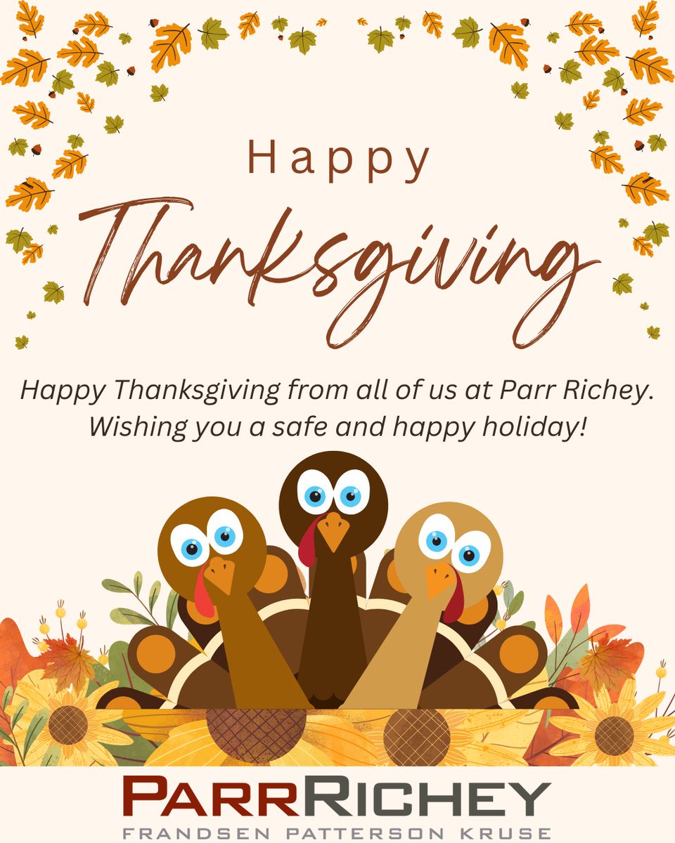 🦃🍂Our offices will reopen on Monday.
Wishing you a safe, warm, and Happy Thanksgiving!
