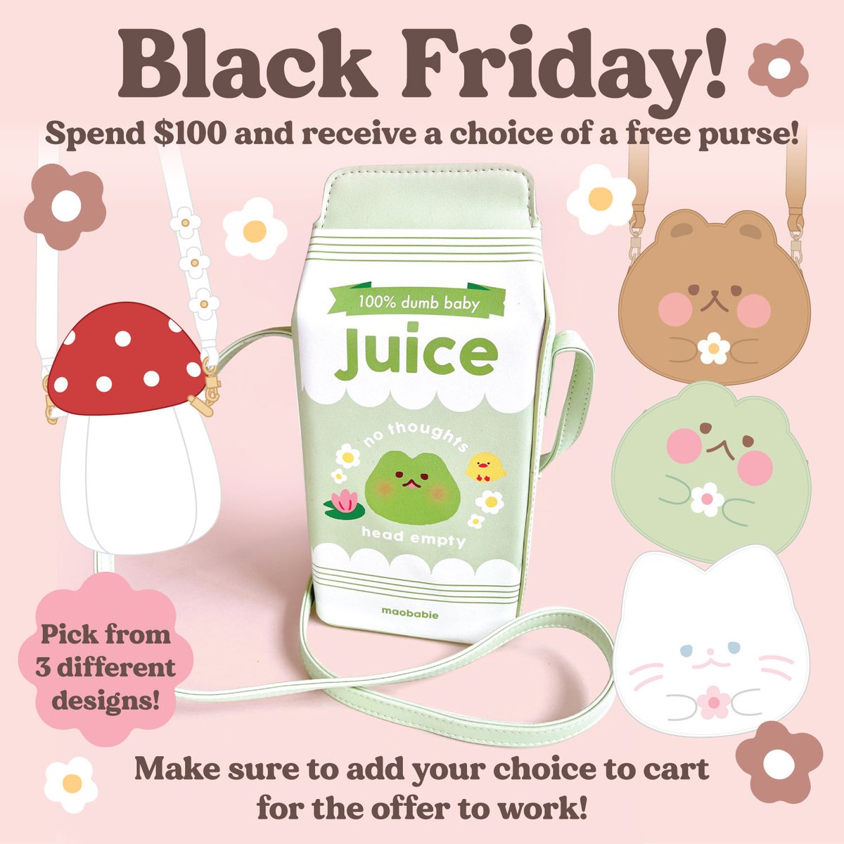 maobabie's tweet image. For Black Friday I’ve brought back my free purse promo!!