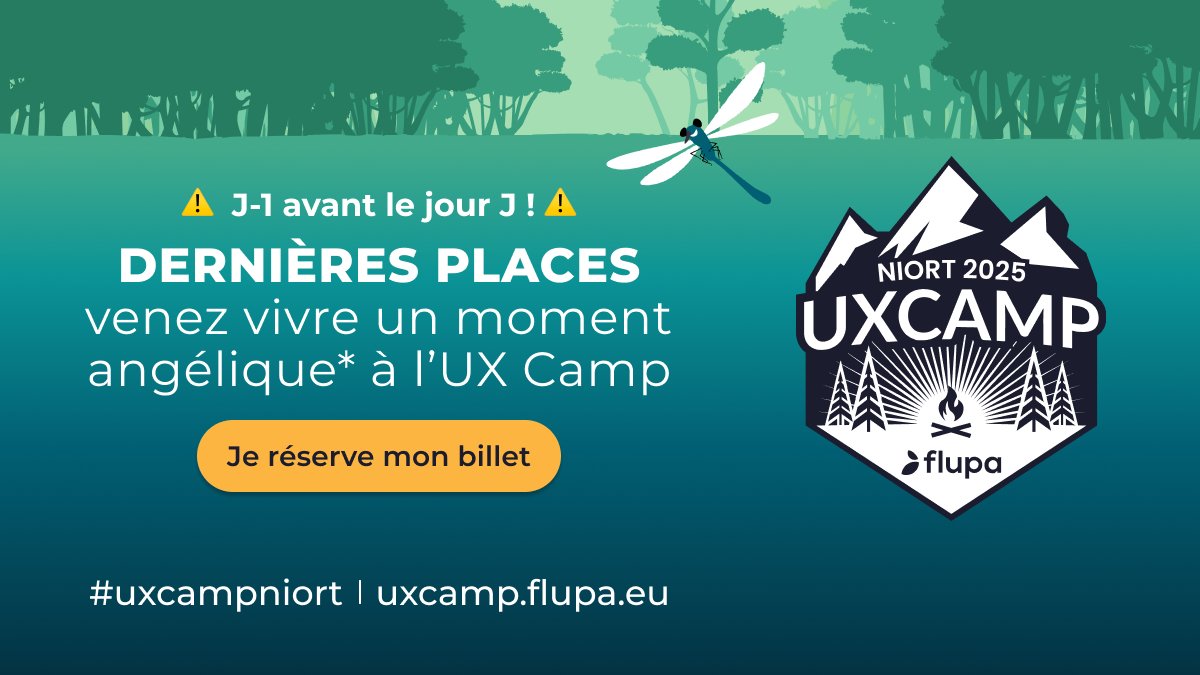 Flupa's tweet image. [UX CAMP NIORT]
Demain, le décor sera complet.
Demain, l’UX Camp ouvre ses portes.
On vous attend avec impatience et le sourire ! 🙌✨

Envie de participer ? Vous pouvez encore embarquer !
 → ⚠️ Dernières places ⚠️ ow.ly/jeA650XyrPW