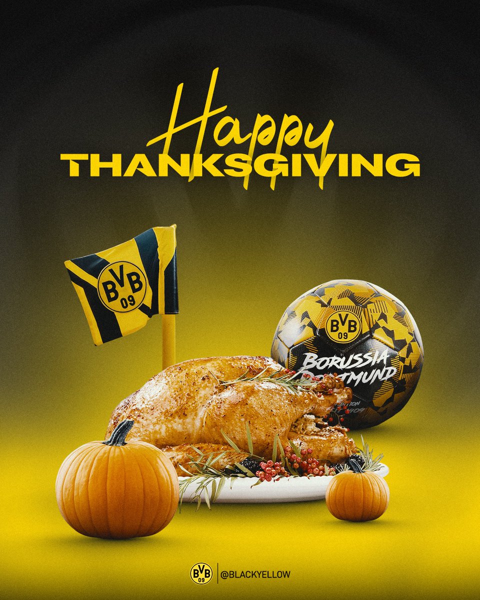 Happy Thanksgiving from everyone at Borussia Dortmund! Thankful for each and every one of you! 🦃🖤💛