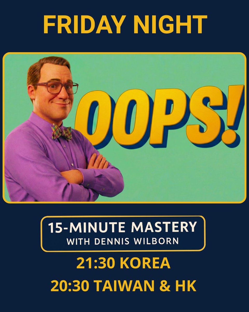 AAEnglishMaster's tweet photo. Nearly 80% of native English speakers make daily grammar mistakes.
Are YOU making the same ones? 👀
Join me LIVE tonight — let’s fix the most common English mistakes (and level up your confidence).

⏰ 21:30 KST | 20:30 HK & TW
🎥 https://t.co/y0Ed9q7jFl
🎓 Mastery Course → https://t.co/IYqzPr1p67