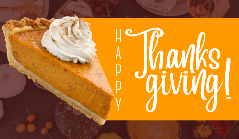 button108llc's tweet photo. Happy Thanksgiving from your favorite tech team. 
But hey! Why are you scrolling social media? You should be eating pie! Get out of here! https://t.co/k6WLueq9zl