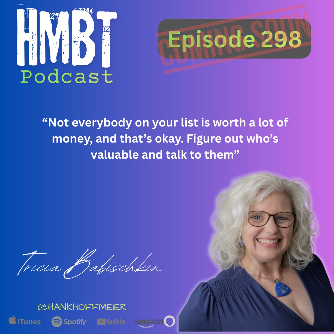 I am looking forward to this episode drops with Tricia Babischkin. 

It's a masterclass on how to stop wasting your email list &amp; start using data, segmentation, &amp; real personalization to drive results that matter.

🎧 Stay tuned and subscribe to the pod if you are not already!