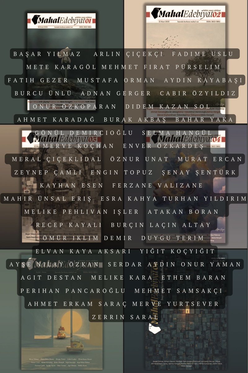 Mahal Edebiyat E Dergi, 2025 yılını, 50 yazar ve 6 sayı ile geride bırakıyor.

Bu üretimde pay sahibi tüm yazar, çizer, yayın emekçisi dostlarımıza ve elbette kıymetli okurlarımıza şükran ve teşekkürlerimizle…