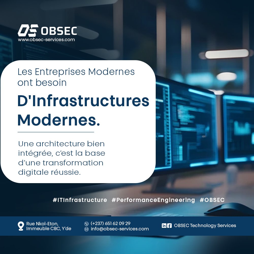 obsec_services's tweet image. Modern businesses require modern infrastructure.

OBSEC designs and deploys systems built for resilience, agility, and security.

Une architecture bien intégrée, c’est la base d’une transformation digitale réussie.

#ITInfrastructure #PerformanceEngineering #OBSEC