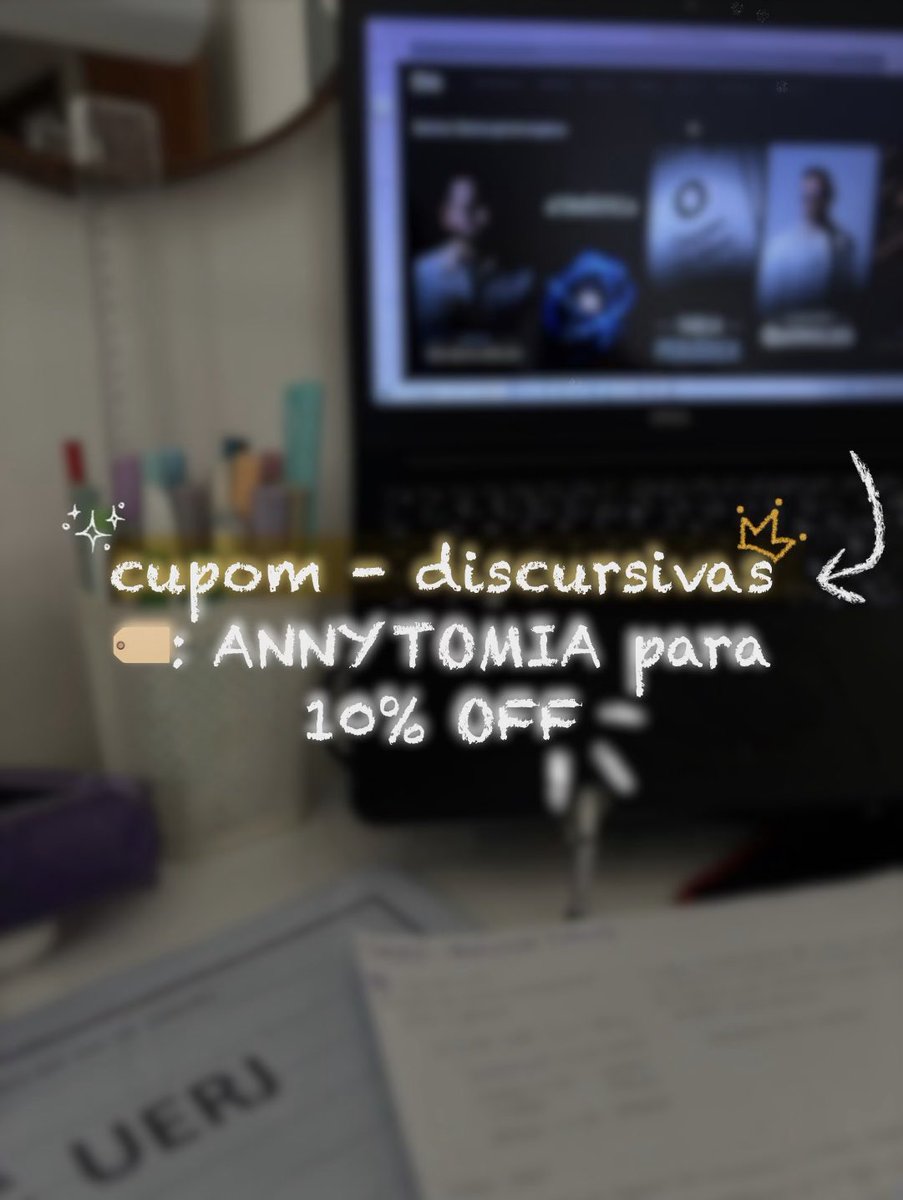 a promo de blackfriday da discursivas segue até o dia 8/12, se você quiser garantir o menor preço do ano + 10% OFF, use: 

🏷️ cupom: ANNYTOMIA 

qualquer dúvida, tô aqui :)