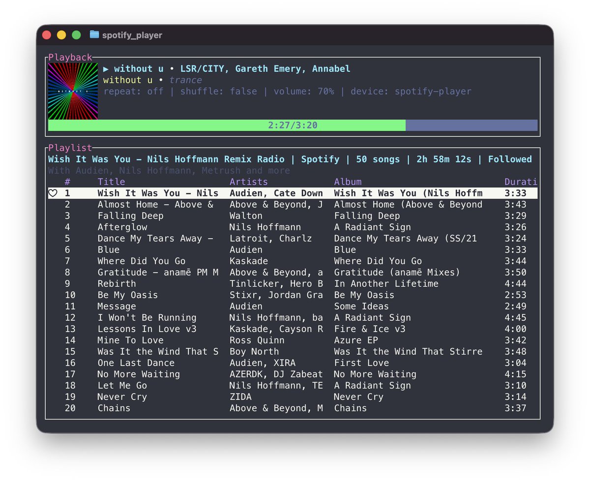 Spotify player TUI