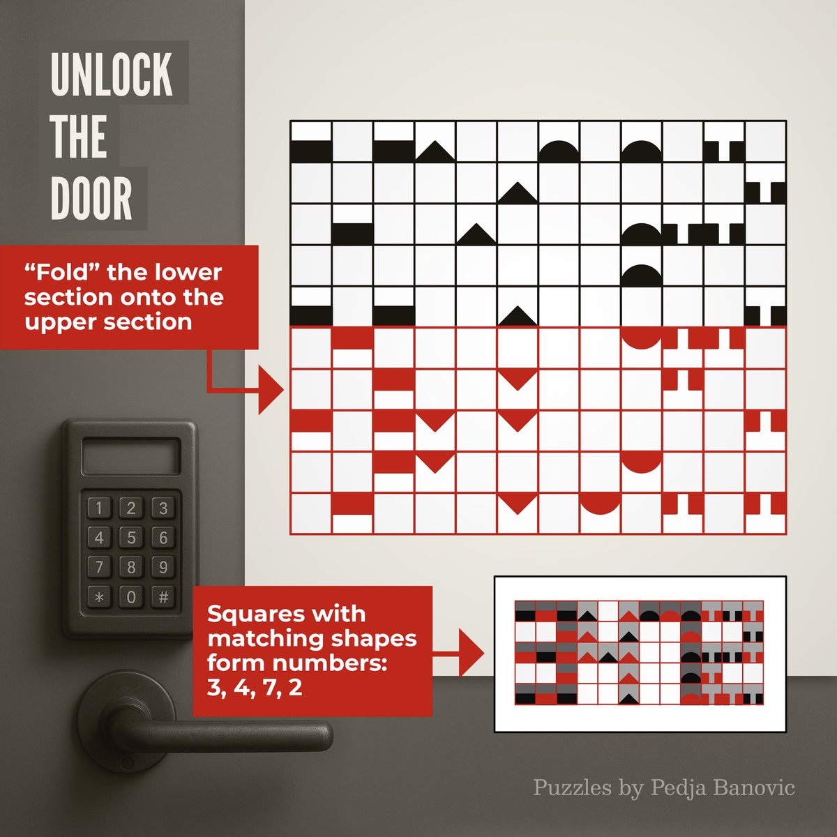 PedjaBanovic's tweet image. Some people suggested I publish the solutions - so here they are for the first three puzzles. More puzzles coming soon!

#puzzles #puzzletime #escaperoomfun #solutions #logicpuzzles