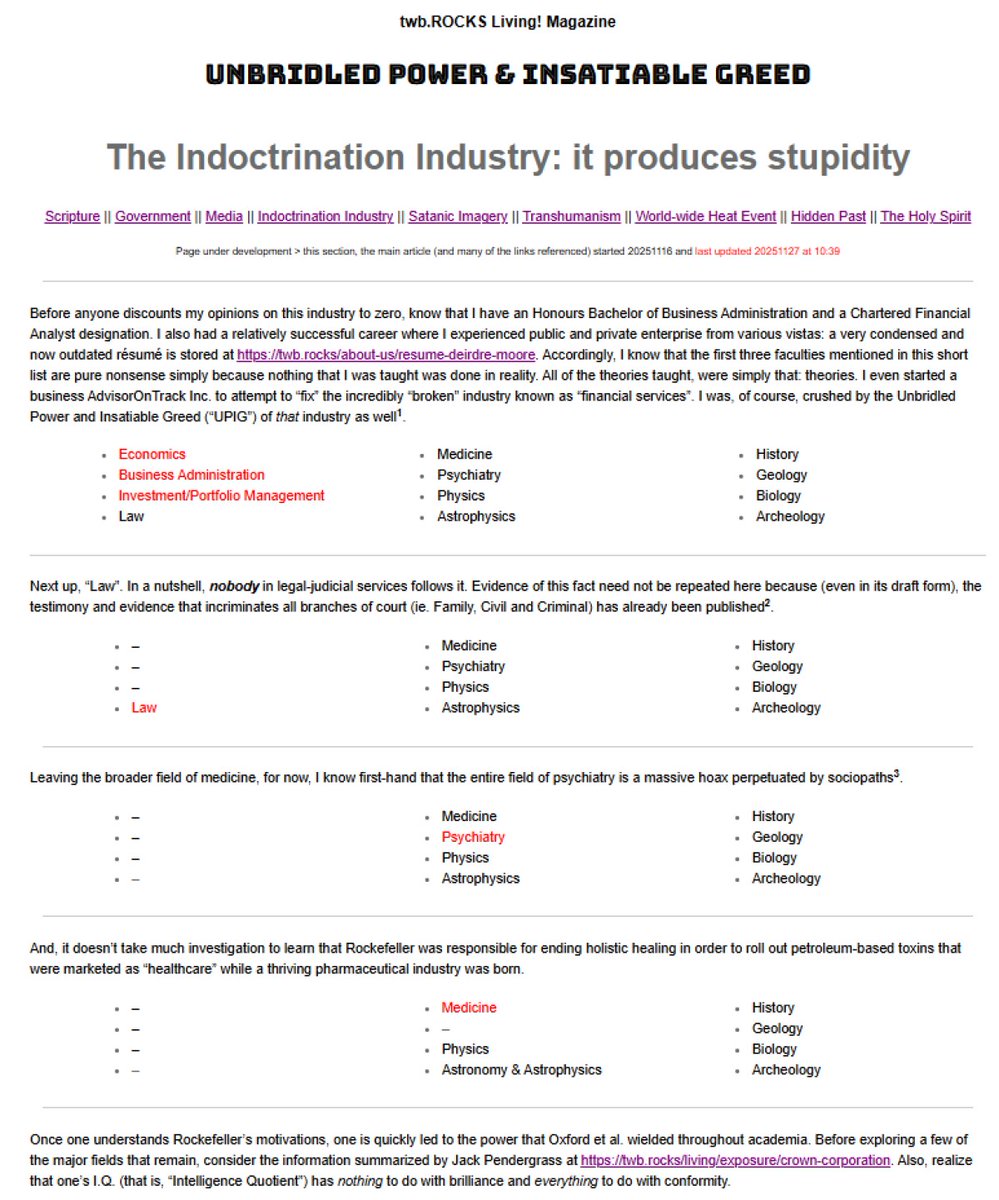 CaeJak's tweet image. Satan has them right where he wants them
-no religious entity is permitted to share the truth because, if they did, the entire #BeastSystem would collapse (starting with so-called #Academia )
-upper echelons of #IndoctrinationIndustry feed all #Propaganda 
twb.rocks/upig/indoctrin…