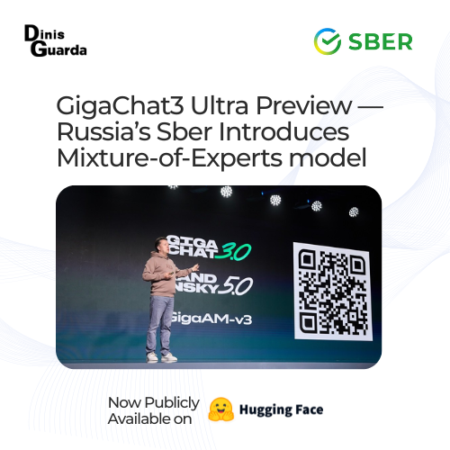 dinisguarda's tweet photo. Sber has released GigaChat3 Ultra Preview — a massive 702B-parameter Mixture-of-Experts model, now publicly available on Hugging Face.

This model is fully trained from scratch, not just a fine-tuned MoE. With 36B active parameters and a 128K token context window, it’s currently the largest open source Russian LLM. Early benchmarks on the MERA dataset show it holds top positions, including first place in text and code tasks.

Full tech details and links:
https://t.co/AW4vjCLYFZ

#AI #LLM #MoE #ArtificialIntelligence