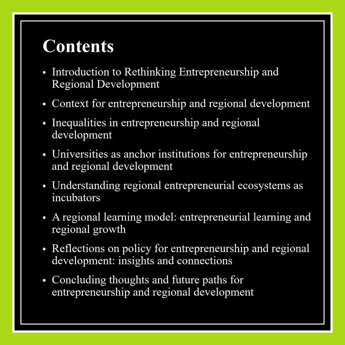 Elgar_Business's tweet photo. 📣 OUT NOW
Rethinking #Entrepreneurship &amp; #RegionalDevelopment
Eleanor Hamilton @LancasterManage Rhiannon Pugh @lunduniversity &amp; Danny Soetanto @UniofAdelaide
ℹ️ https://t.co/nuRBGuktWs
👓Sample https://t.co/bI3ewlaqwP
eBook https://t.co/VCpyDWYc4f
#RegionalPolicy #LearningModels https://t.co/cHZQp4gJ9z