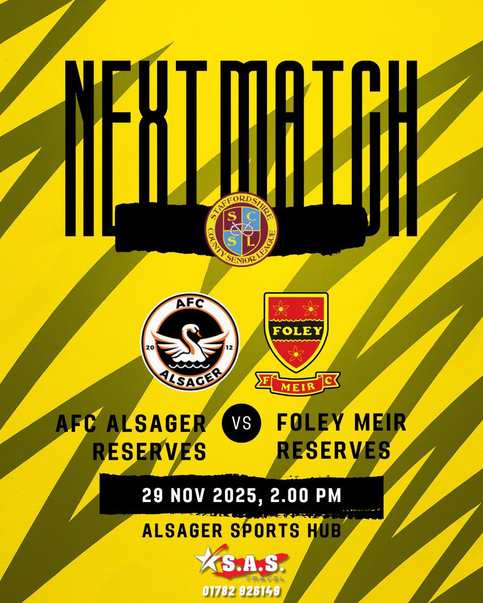 foley_fc's tweet image. 📣 SCSL NEXT MATCH

Our Staffordshire County Senior League side are back in action this Saturday as they travel to face AFC Alsager Reserves.

🆚 AFC Alsager Reserves
📍 Alsager Sports Hub
🕑 Kick-off: 2:00PM
📅 Saturday 29th November 2025

A tough away fixture for the lads —…