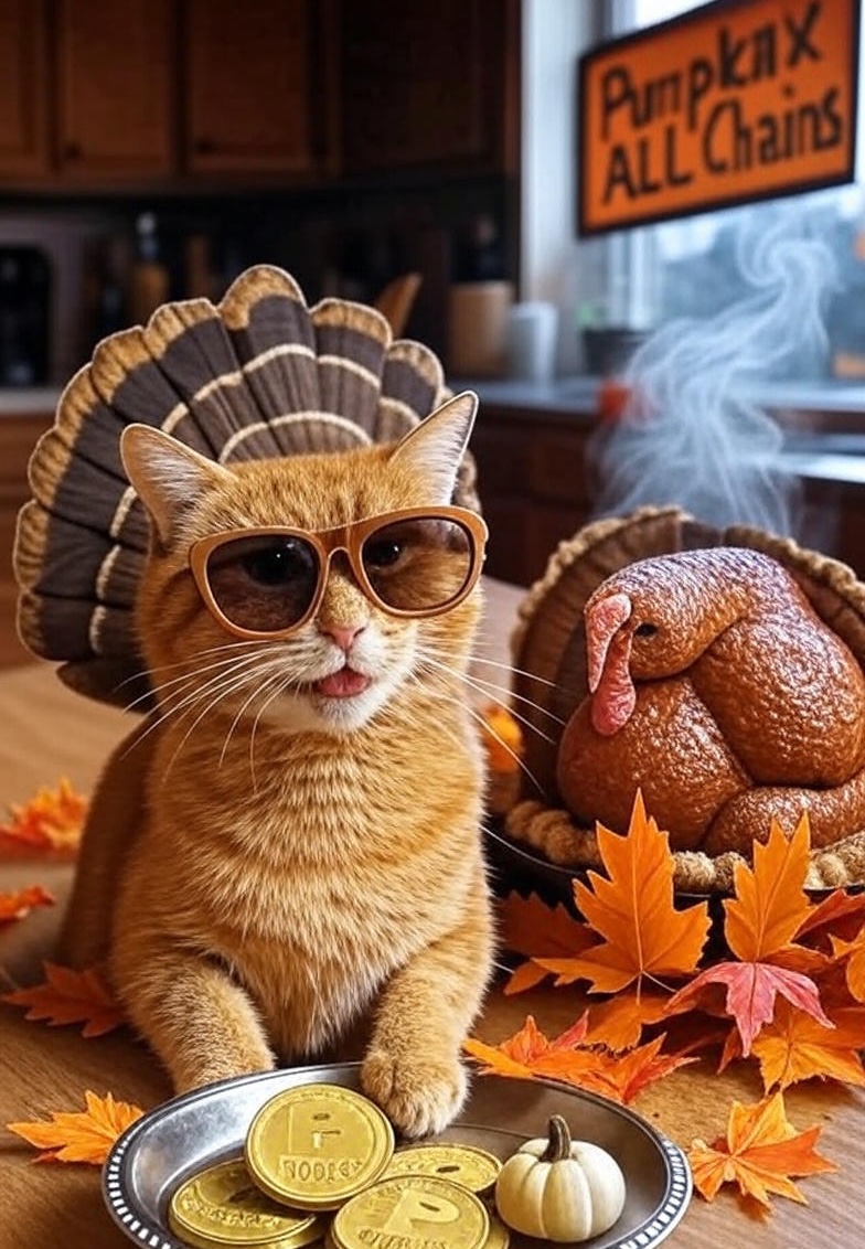 Happy thanksgiving from the Pumpkin team!

Cook or get cooked! Like this turkey!

😼🤝⚡️💧🌴🍊💹
