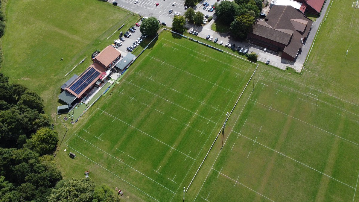 sidelineshants's tweet photo. 🚁 Some cracking drone shots courtesy of William Neat - from this initial mark at @PetersfieldRFC from the start of the season, where we completed all four of their pitches 🌱🏉 #rugby #linemarking https://t.co/13kXw2rPmW