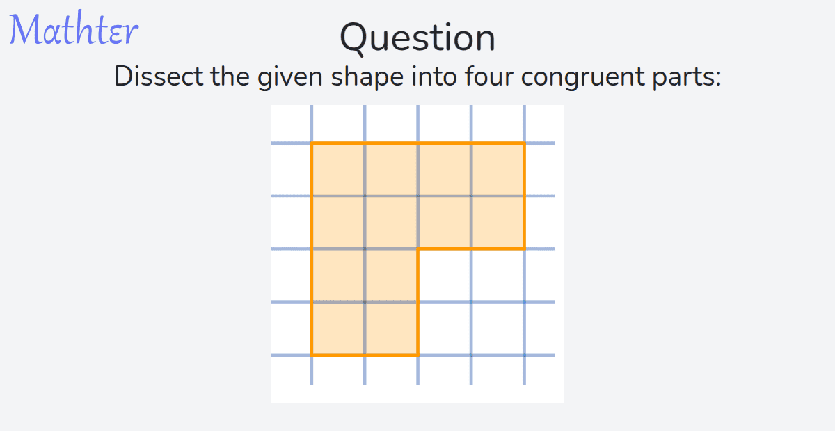 MathterRiddler's tweet image. Puzzle from the Mathter website: mathter.islands.co.il/en/questions/2… 
#Puzzle #Symmetry #CutaShapeDissectionProblems #GridPaperGeometryLatticeGeometry #CongruenceTransformationsIsometries