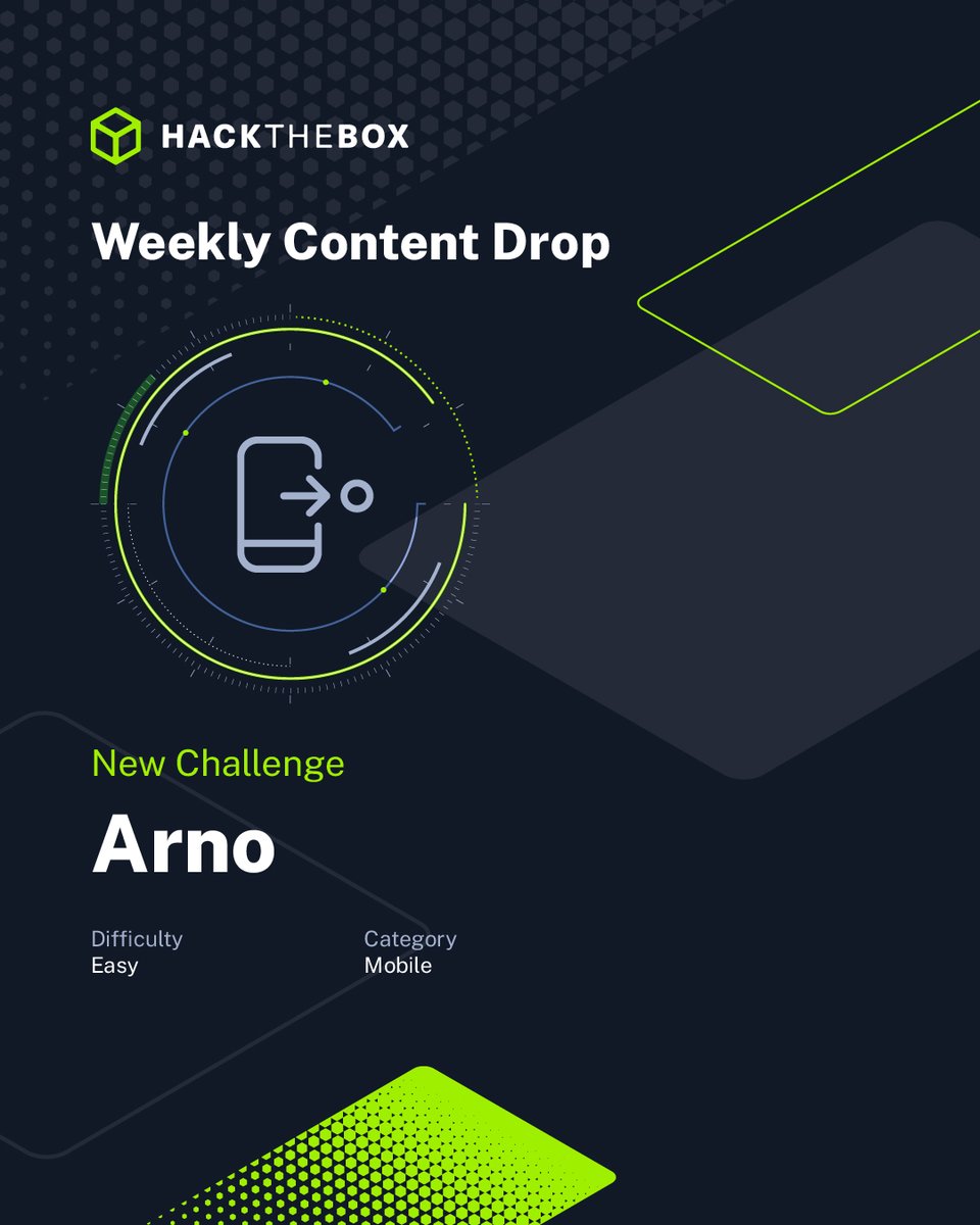 hackthebox_eu's tweet image. Objection, your honor 🙋
Here are all the brand-new pieces of content coming to the #HackTheBox platforms this week!
🔴 Gavel, an HTB Seasons Machine created by Shadow21A
🔵 Dream Job-2, a Sherlock created by ArthurWho
🔴 Arno, a Challenge created by Z4ki

Get started now on #HTB…