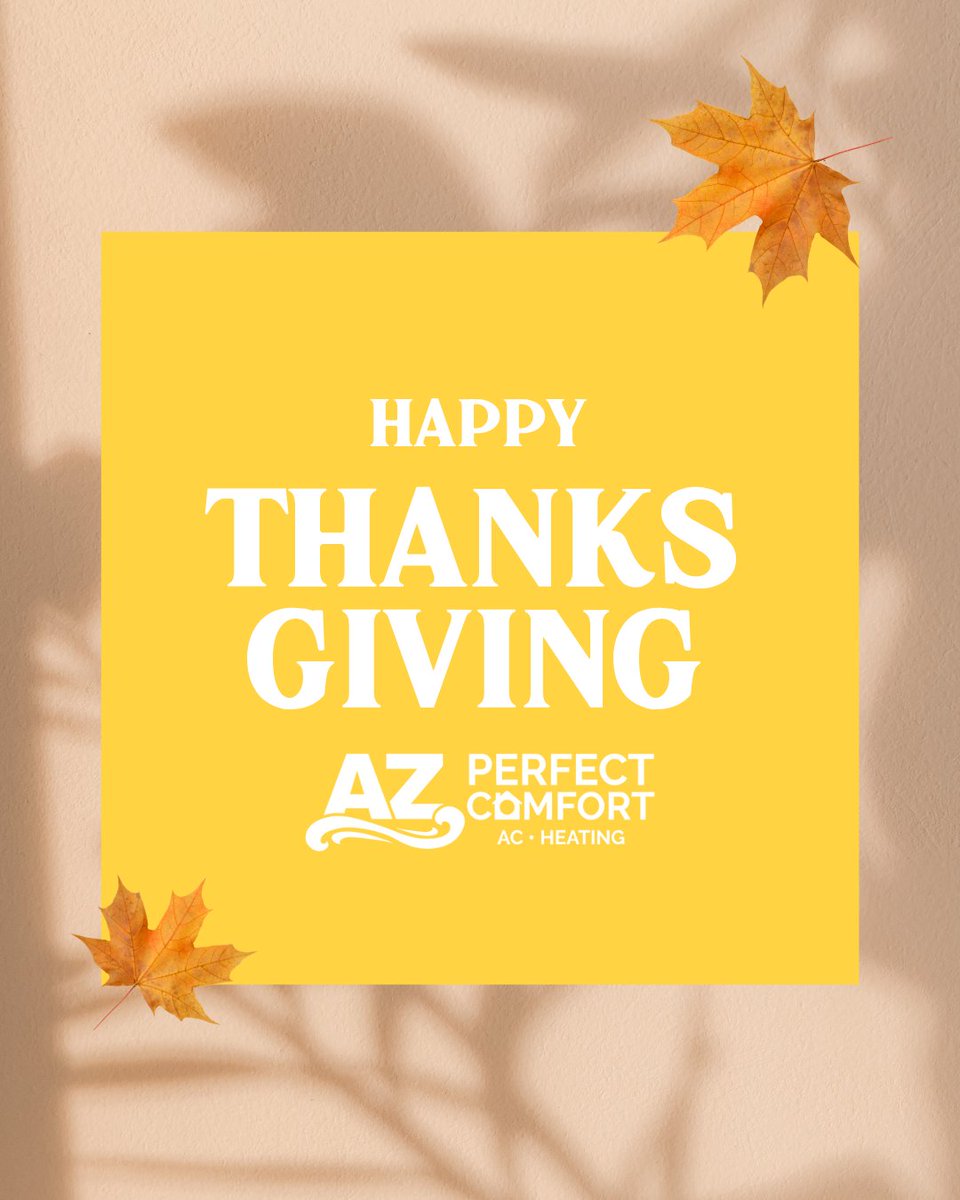 This Thanksgiving, we’re thankful for our hardworking team, our loyal customers, and the Phoenix community we’re proud to serve. 💛🦃

Wishing you a cozy, joy-filled holiday surrounded by family, friends, and great food.

📞 602-789-3000

#Thankful #Gratitude #HVACLife