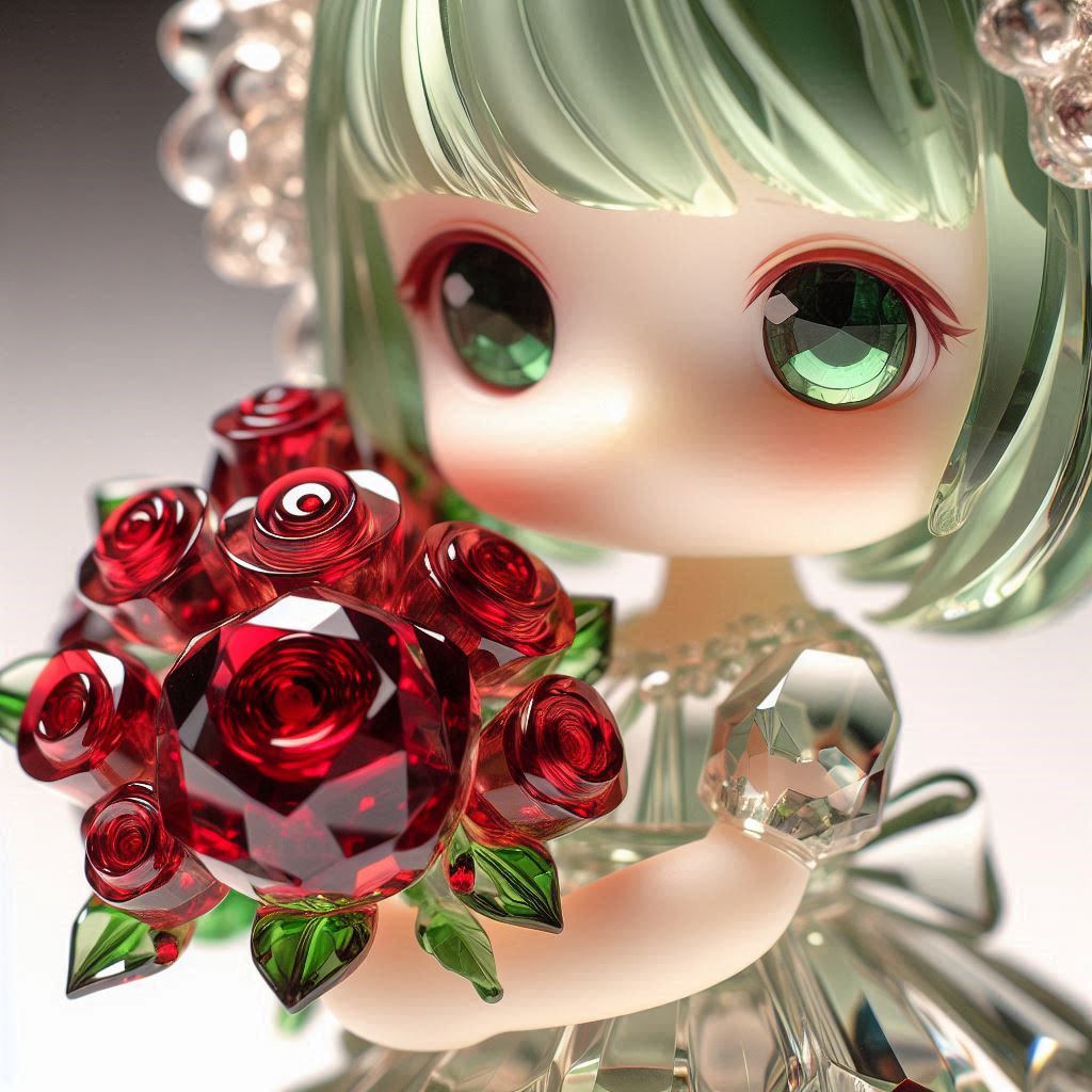 スピネルのバラの花束を持ったペリドットの女の子

#いつもいいねやリポストをありがとう
#宝石 #AI画像