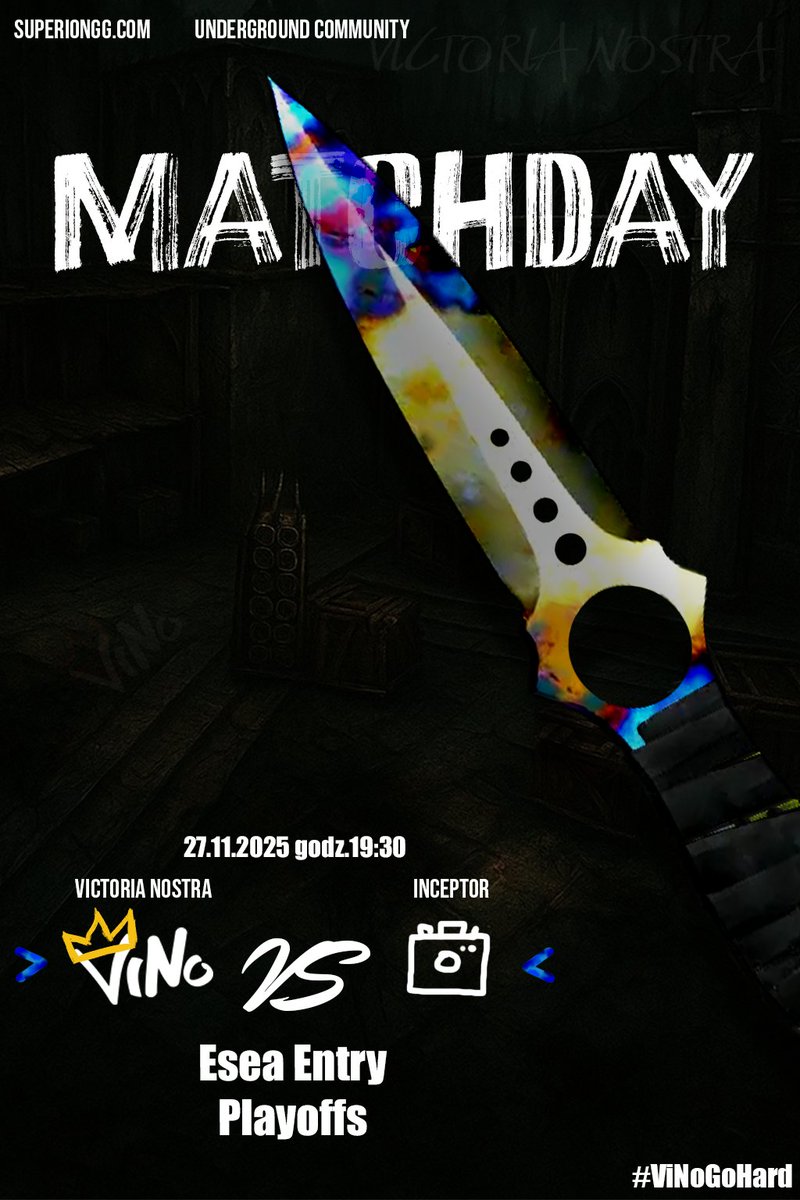 ViNoEsport's tweet photo. 🔥 Ważny dzień! 🔥
Dziś gramy pierwszy mecz playoff ESEA ⚔️💥
#ViNoGoHard https://t.co/AdbssY6Wvn