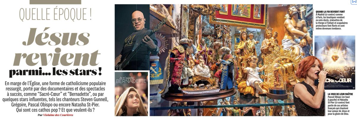 De "Bernadette" à "Sacré-coeur", des stars converties popularisent la foi catholique. Ces dernières séduisent un public en quête de spiritualité. Enquête sur un petit phénomène en marge des églises. A lire dans
<a href="/MarianneleMag/">Marianne</a>