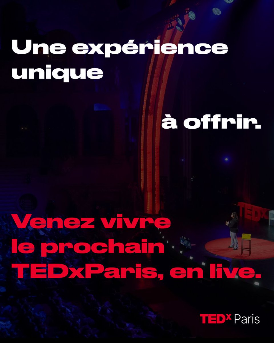 Une expérience unique à offrir pour Noel 🎁
Le 10 février, TEDxParis revient à <a href="/LeGrandRex/">Le Grand Rex</a> !
Rejoignez une salle mythique de 3 000 personnes pour vivre l’expérience TEDxParis en live.
La billetterie est ouverte ! Rendez-vous sur le site de TEDxParis 🎟️