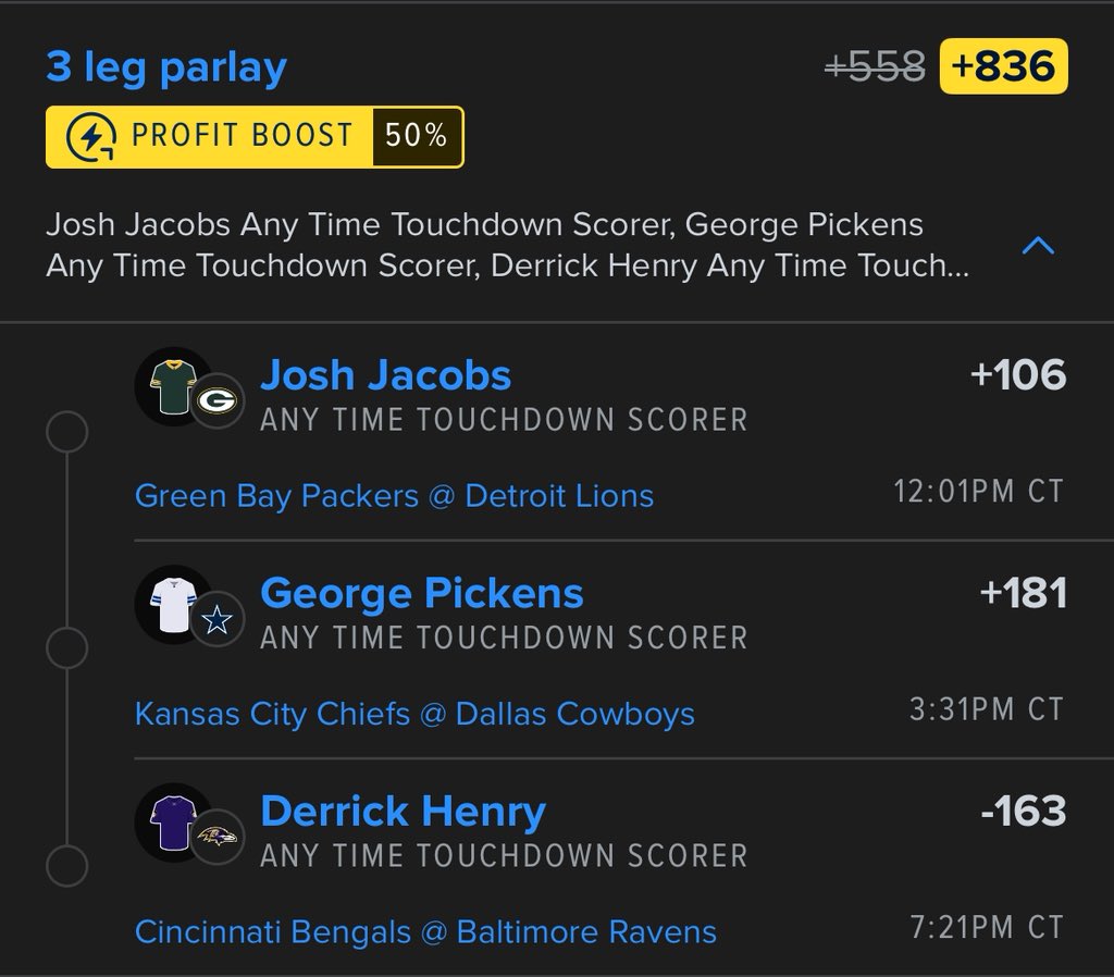 SmartPicksPro's tweet image. 🦃 +836 Thanksgiving TD Parlay 

One player from each game to find the endzone today! 🔥

Hit ❤️ if you’re tailing!