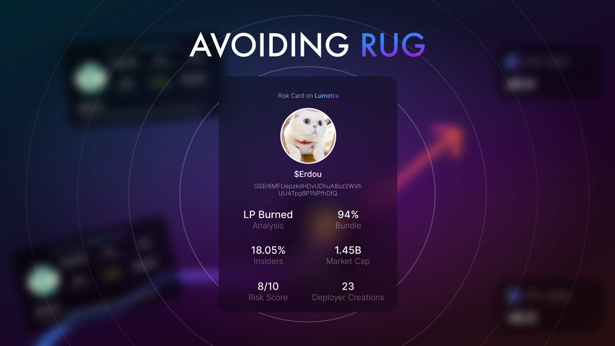 Lumetra_sol's tweet image. Take a look at Lumetra and how it helps traders avoid rugs with:

⚡ Real-time on-chain risk scoring
🧬 Advanced insider &amp;amp; sniper detection
📊 Bundle dominance analysis
🛡️ AI-powered rugcheck logic

Join the waitlist: lumetrabot.com

#Solana #CryptoTools #DeFi #Lumetra…