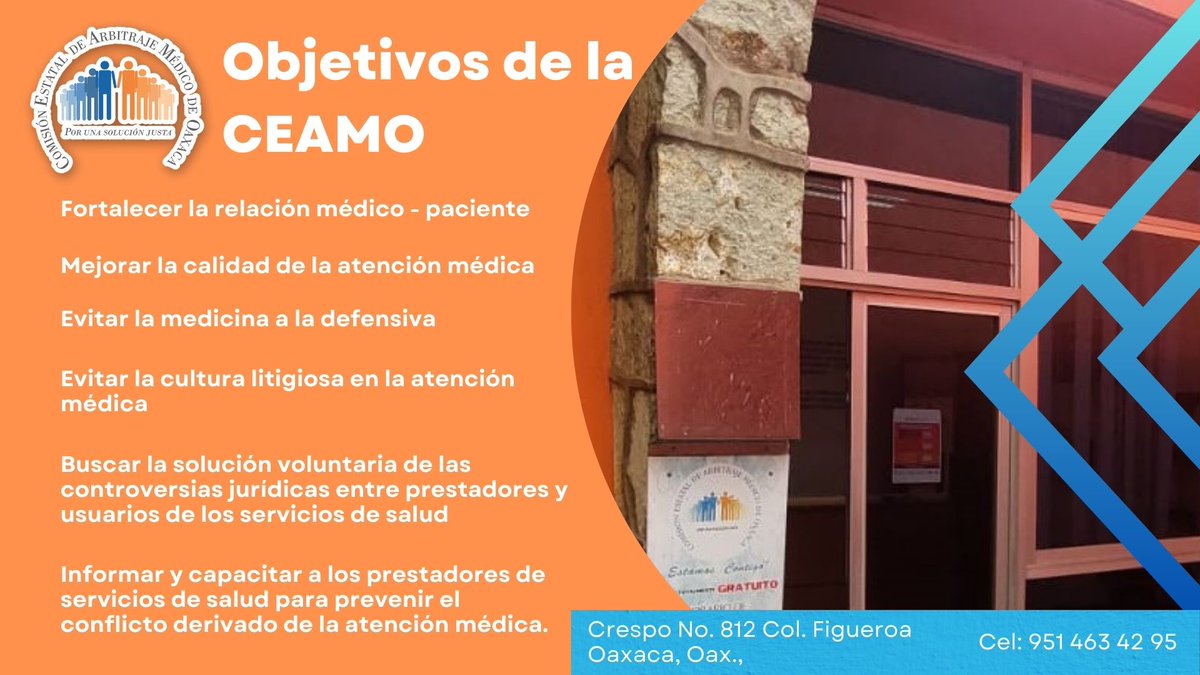 CEAMOOax's tweet image. Somos un organismo público autónomo que se encarga de brindar atención especializada a las diferencias derivadas de una presunta mala atención médica, entre usuarios y prestadores de servicios médicos. #EstamosContigo