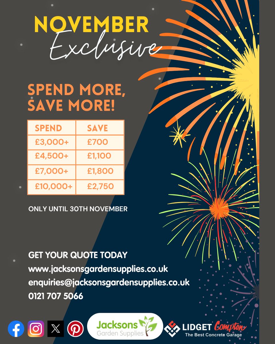 jgardensupplies's tweet image. 🔥 Black Friday Offer!
Get 30% OFF Brick Clad, Garaclad &amp;amp; Stone Clad until 1 Dec 2025.
New orders only.
Works alongside our November Spend More, Save More promo — your upgrade could boost your discount even further!

#JacksonsGardenSupplies #BlackFriday #Cladding