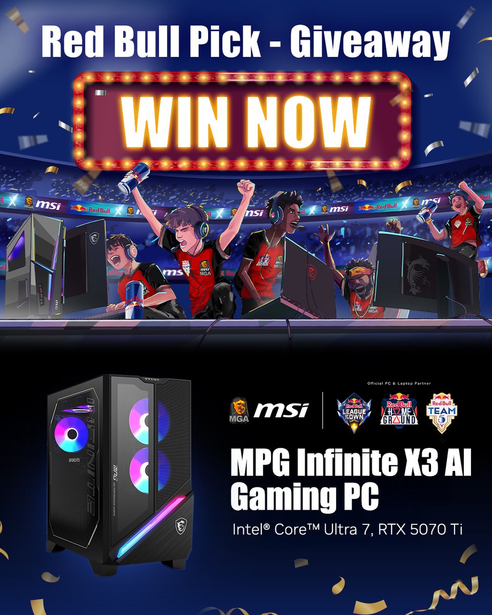 MSI__UK's tweet image. 🎁MSI X Red Bull Official Pick - Giveaway 🎁
We’re giving away the MPG Infinite X3 AI Gaming PC — a true beast with powerful performance and a sleek design, perfect for holiday gaming!

View full spec: msi.gm/InfiniteX3AI_R…

How to enter:
➡️Follow @MSI__UK
➡️RT this post…