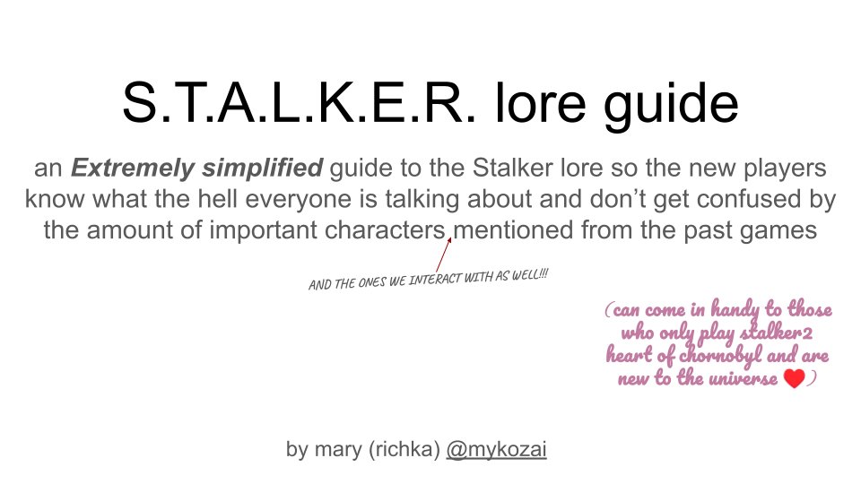stalkers, friends and everyone interested... here's a small stalker lore guide especially for those who only play, played or are currently playing stalker 2 heart of chornobyl :) bit.ly/4ioEDoI