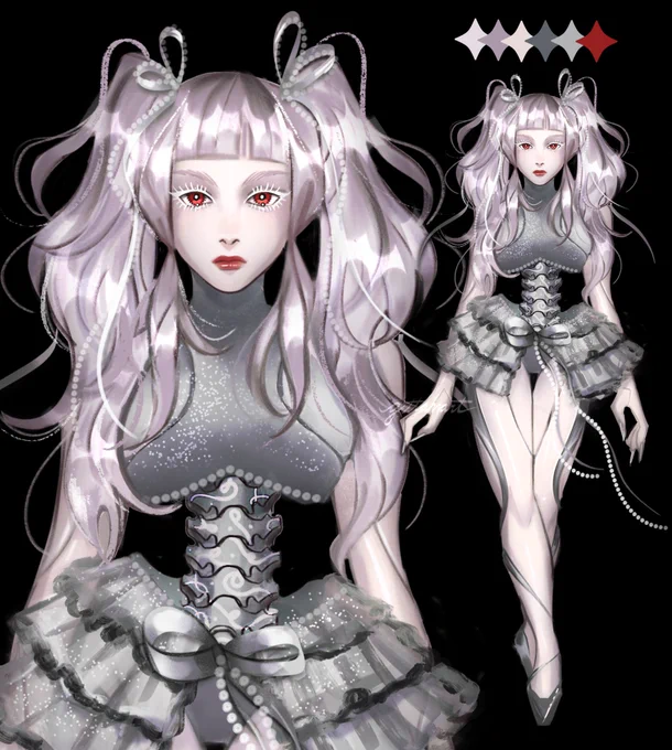 [rts appreciated!] cyber ballerina character design adoptable $95 + commercial rights included dm if interested let's give her a home